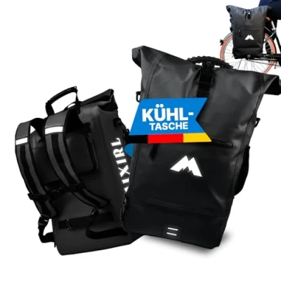 Afbeelding van MIXIRL 3 in 1 fietstas voor bagagedrager met rugzak, 100% waterdicht, 30 liter, koelvak, bagagedragertas, reflecterend zadeltas fiets