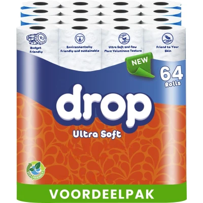 Afbeelding van DROP Ultra Soft 2x32 rollen toiletpapier 64 Ultiem comfort WC Papier, Superieure sterkte, Maximale absorptie &amp; Pluisvrij Voordeelverpakking Papier