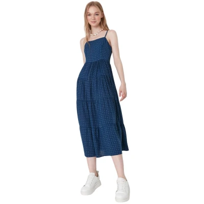 Afbeelding van Trendyol Marineblauwe Geweven Jurk Met Bandmotief Twoss21El1341