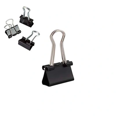 Afbeelding van D.RECT Metalen Foldback Clips Verpakking 12 Stuks 15mm Multifunctionele Clips, Binder voor: Notities, Briefpapier Paperclips Groot, Zwart