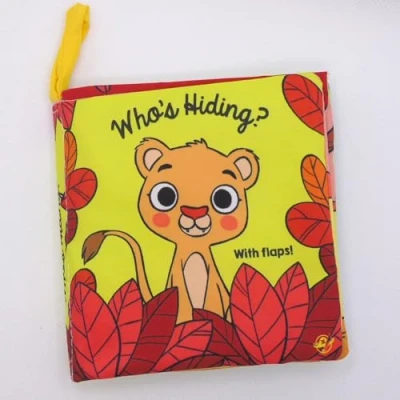 Afbeelding van Who’s Hiding? (1): Libro de tela suave en INGLÉS para bebés entre 0 y 36 meses. Interactivo, con solapas, sonido estimulante un espejo.