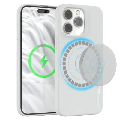 Afbeelding van EAZY CASE Siliconen Hoesje voor iPhone 15 Pro Max met MagSafe Schokbestendig Mobiel Telefoon Beschermend Geval Camerabescherming Premium Cover Wit