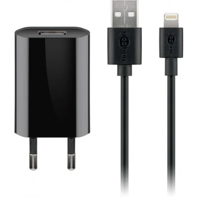 Afbeelding van USB A oplader + Lightning kabel 1000 mA Goobay