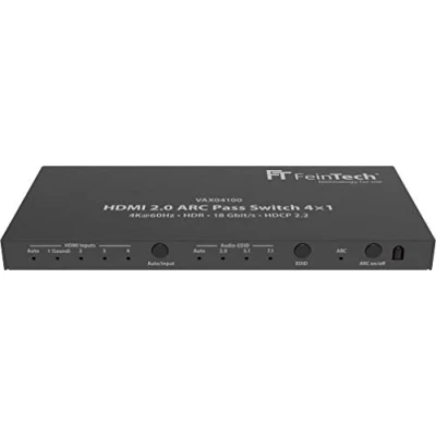 Afbeelding van FeinTech VAX04100 HDMI 2.0 ARC Pass Switch 4x1, voor 3 bronnen, Soundbar en tv projector 4K HDR Dolby Atmos