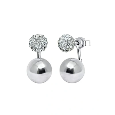 Afbeelding van Elli Dames front back Geo Trend met kristallen in 925 sterling zilver