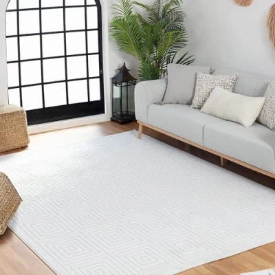 Afbeelding van SURYA Vloerkleed Woonkamer, Slaapkamer Modern Scandinavisch Tapijt SAKURA Wit 120x170cm