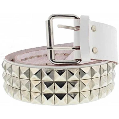 Afbeelding van Zac&#039;s Alter Ego Riem M 3 row pyramid studded Wit