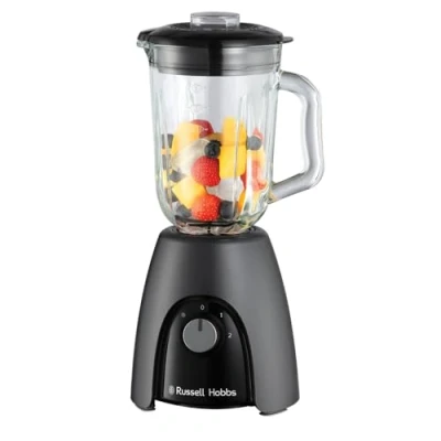 Afbeelding van Russell Hobbs Jug Blender [Smoothie Maker] voor sap en babyvoeding (1,5 liter glazen pot, 2 snelheden pulsinstellingen, roestvrijstalen messen, BPA vrij, 850 W piekvermogen) Matte houtskool