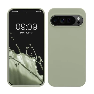 Afbeelding van kwmobile telefoonhoesje geschikt voor Google Pixel 9 Pro XL Hoesje met siliconen coating Smartphone case in grijsgroen