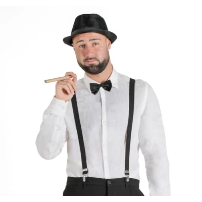 Afbeelding van Ciao Gangsterverkleedset (hoed, bretels, vlinderdas, sigarenvervalsing)