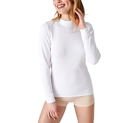 Afbeelding van Damart T shirt Côte Richelieu, opstaande kraag Thermolactyl, Wit, XL