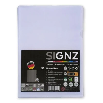 Afbeelding van SIGNZ Dossierhoezen (DIN A4, extra sterk 120 my), 55 stuks, generfd, CO2 neutraal gemaakt, made in Germany