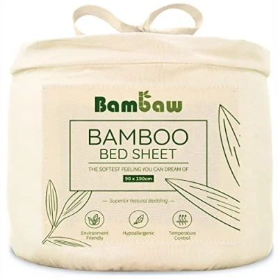 Afbeelding van Bamboe Hoeslaken 1 Persoons Eco 90cm bij 190cm Ivoor Luxe Beddengoed Hypoallergeen Puur Viscose Rayon Ultra ademende Stof Bambaw