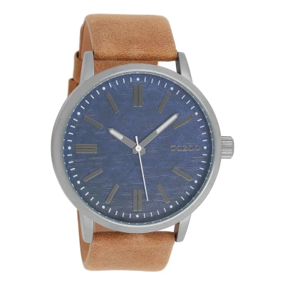 Afbeelding van OOZOO Timepieces Titanium horloge met camel leren band C9406