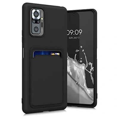 Afbeelding van kwmobile telefoonhoesje geschikt voor Xiaomi Redmi Note 10 Pro Hoesje met pasjeshouder TPU case in mat zwart