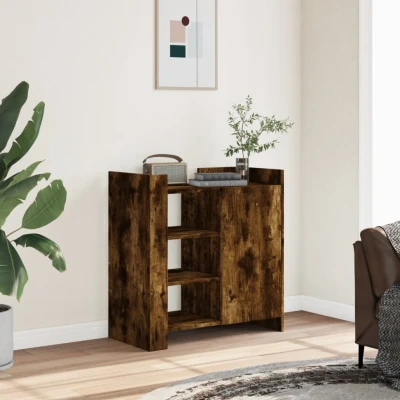 Afbeelding van Dressoir 73,5x35x75 cm bewerkt hout gerookt eikenkleurig