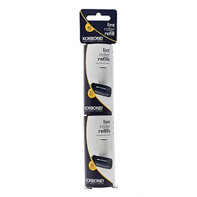 Afbeelding van Korbond 6m Lint Roller Twin Refill Pack Kleding, Meubels en Tapijt. Verwijdert stof, huisdier haar pluis 42 Sticky Pre Cut Paper Sheets