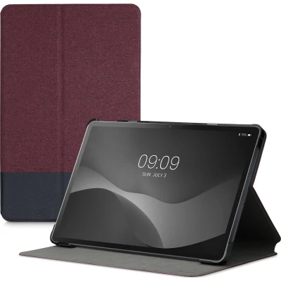 Afbeelding van kwmobile hoes geschikt voor Lenovo Tab P11 Slanke tablethoes met standaard Tablet cover in donkerrood / zwart