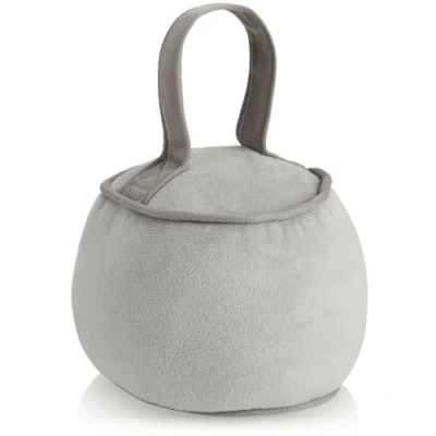 Afbeelding van COM FOUR® deurstopper met handgreep extra zwaar 1,8 kg deurvastzetter versterkte naden functioneel woonaccessoire remblok voor ramen en deuren (Rond grijs)