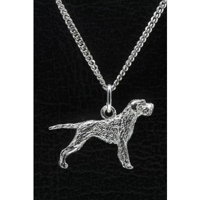 Afbeelding van Zilveren Poedelpointer met staart ketting hanger groot