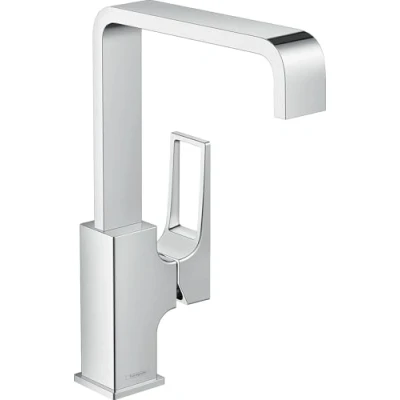 Afbeelding van Hansgrohe Metropol wastafelkraan waterbesparend met draaibare uitloop en afvoerplug chroom