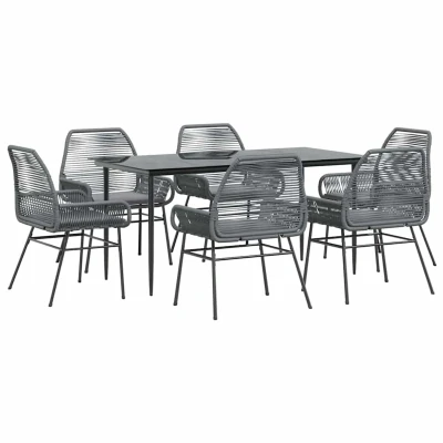 Afbeelding van vidaXL 7 delige Tuinset met kussens poly rattan glas grijs