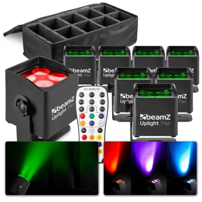 Afbeelding van BeamZ BBP44 accu Uplight 8 stuks met tas IP65, geschikt voor