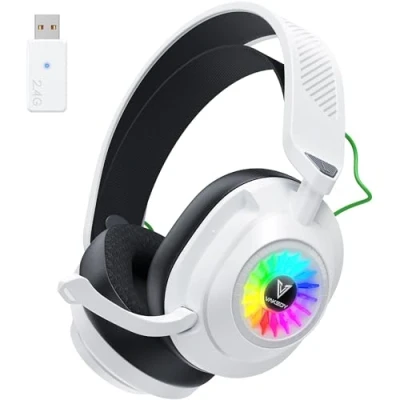 Afbeelding van Vakedy HW10 Gaming Headset Wireless voor PS5, PC, PS4, Mac, Switch, 2,4 GHz USB Headset, Bluetooth met Microfoon (wit)
