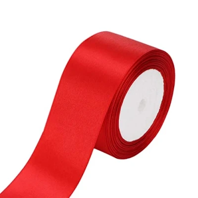 Afbeelding van LuLiyLdJ Rood satijnen lint, 25 m x 40 mm breed effen lint verpakking huwelijkscadeau
