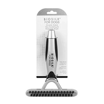 Afbeelding van BioSilk voor Honden Dubbelzijdig De shedding Blade &amp; Massage Borstel, wit