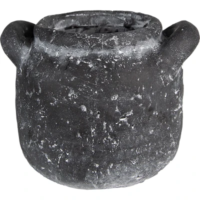 Afbeelding van Clayre &amp; Eef Bloempot 13x11x9 cm Grijs Steen Rond Woondecoratie