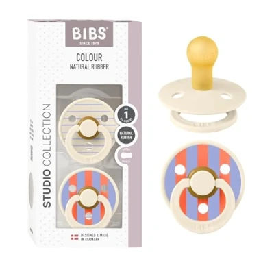 Afbeelding van BIBS Studio Fopspeen Colour Pin Latex Size 1 Ivory/Hush Mix (2 pack)