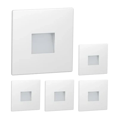 Afbeelding van ledscom.de 5 LED traplamp/inbouw wandlamp FOW voor binnen en buiten, downlight, hoekig, 85 x 85mm, warm wit