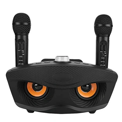 Afbeelding van Karaoke Machine, Bluetooth Home Audio, draagbare luidspreker met twee microfoons, Aux/geheugenkaart/USB flashdrive(Zwart)
