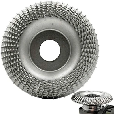 Afbeelding van Winbyoan Houtsnijwerk Disc Grinder Vormgevende 7/8 Inch Boring Hout Wolfraamcarbide Slijpschijf Carving Schurende voor Schuren Shaping (100mm, Boog Type, Zilver)