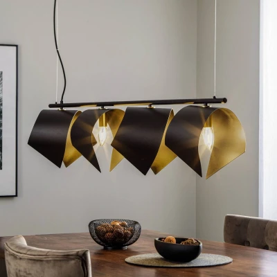 Afbeelding van Lucande hanglamp 4lichts staal H: 23.5 cm E14 zandzwart
