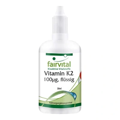 Afbeelding van Fairvital Vitamine K2 MK 7 druppels 100µg (vloeibaar/vloeistof) all trans gehalte min. 99,5% natuurlijk en gefermenteerd van natto 30ml