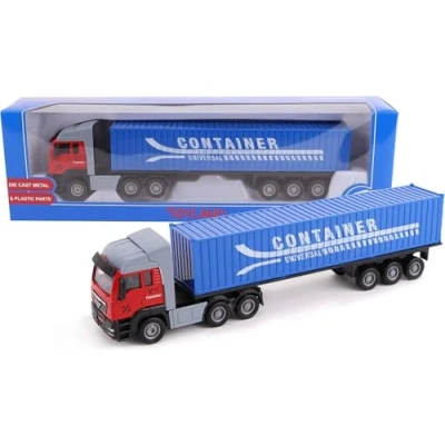 Afbeelding van Toyland® 28 cm Toy Lorry &amp; Trailer Model speelgoed voertuigen Diverse ontwerpen (Container Lorry)