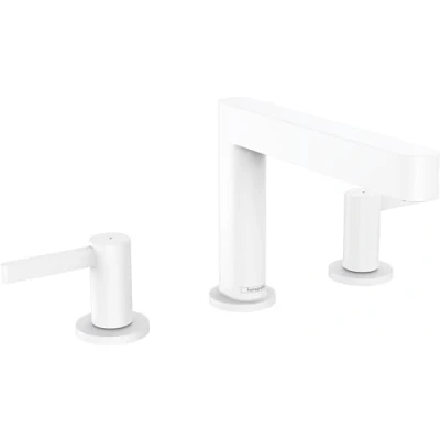 Afbeelding van Hansgrohe finoris driegats wastafelmengkraan 110 met pushopen mat wit 76033700