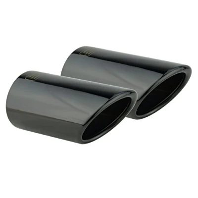 Afbeelding van Uitlaatsierstuk Uitlaat Trim 2 stuks Eindstuk Tip Auto Eindpijp Uitlaatpijp zwart chroom gepolijst roestvrij staal Plug Play compatibel met Audi A4 B8 A5 8T Q5 8R voor 65mm L&amp;P A295