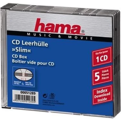 Afbeelding van Hama Cd Box Slim 5 Pack Transparant/Zwart