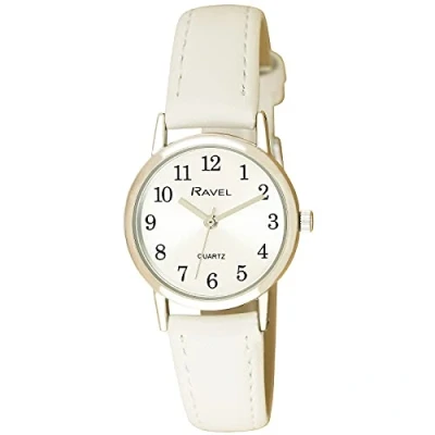 Afbeelding van Ravel Pastelkleurig vrouwenhorloge voor elke dag (zilverkleurig horlogekast 27 mm) Analoge Kwarts R0138.04.2 Wit