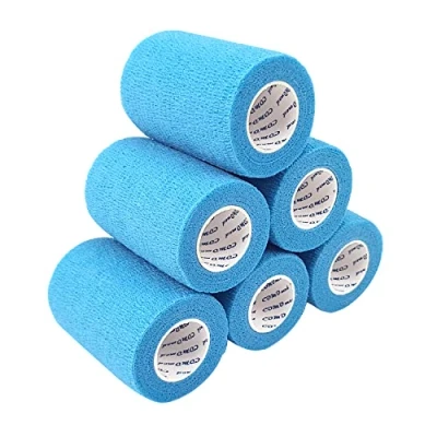 Afbeelding van COMOmed Bandages,cohesive Bandage,Crepe Bandages，Medical Bandage，self Adhesive Bandage ，cohesive Bandages，Vet wrap ，Gauze Bandage， 7.5 cm x 4.5m (Lake Blue, 6 Rolls…