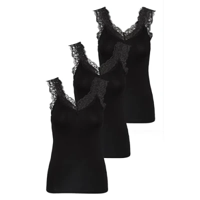 Afbeelding van PIECES Dames Pcbarbera Lace Noos Bc Top, 3 x zwart, L