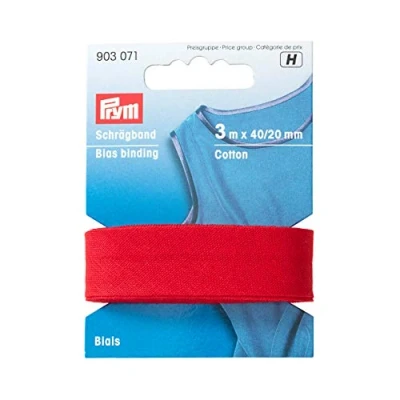 Afbeelding van Prym Nastro sbieco in cotone, colore: rosso, 100% CO, 20 mm Falzung: 40/20 3 m