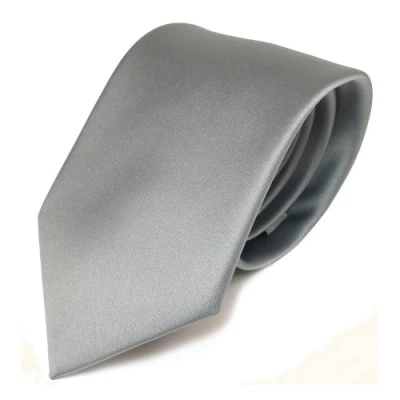 Afbeelding van TigerTie Herenstropdas, klassieke satijnen stropdas van 8 cm in effen design, ideaal voor zakelijke afspraken, feestelijke gelegenheden en vrije tijd, grijs, lichtgrijs, zilver, Krawattengröße: ca.