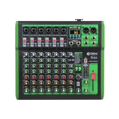 Afbeelding van D Debra 8 kanalen Professionele audiomixer met 99 DSP digitale effecten USB MP3 ingang 48V fantoomvoeding voor DJ Mixer Console Home Karaoke Opnamestudio (DI 8UX)
