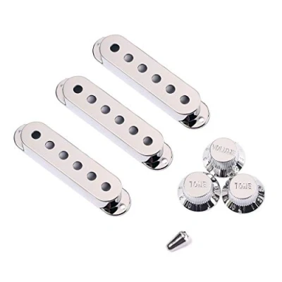 Afbeelding van Alnicov 48/50/52mm Pickup Covers met 5 Way Switch Tip Cap voor Strat Gitaar Vervanging, Chrome
