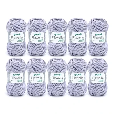 Afbeelding van Gründl Viltwol uni (wol voor vilten, breien en haken, garen van 100% scheerwol, 50 g / m, naalddikte: 8 9, 10 x g), zilvergrijs, 31 32 7,5 cm