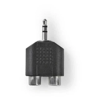 Afbeelding van 3.5 mm jack (m) naar 2x tulp (v) adapter Nedis (Stereo, Verguld)